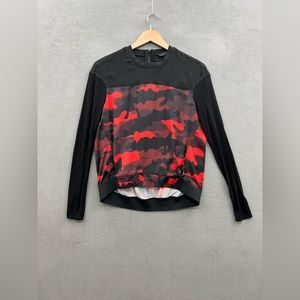 L.A.M.B. Women's XS Long Sleeve Blouse Top Pockets Red Camo Back Zip